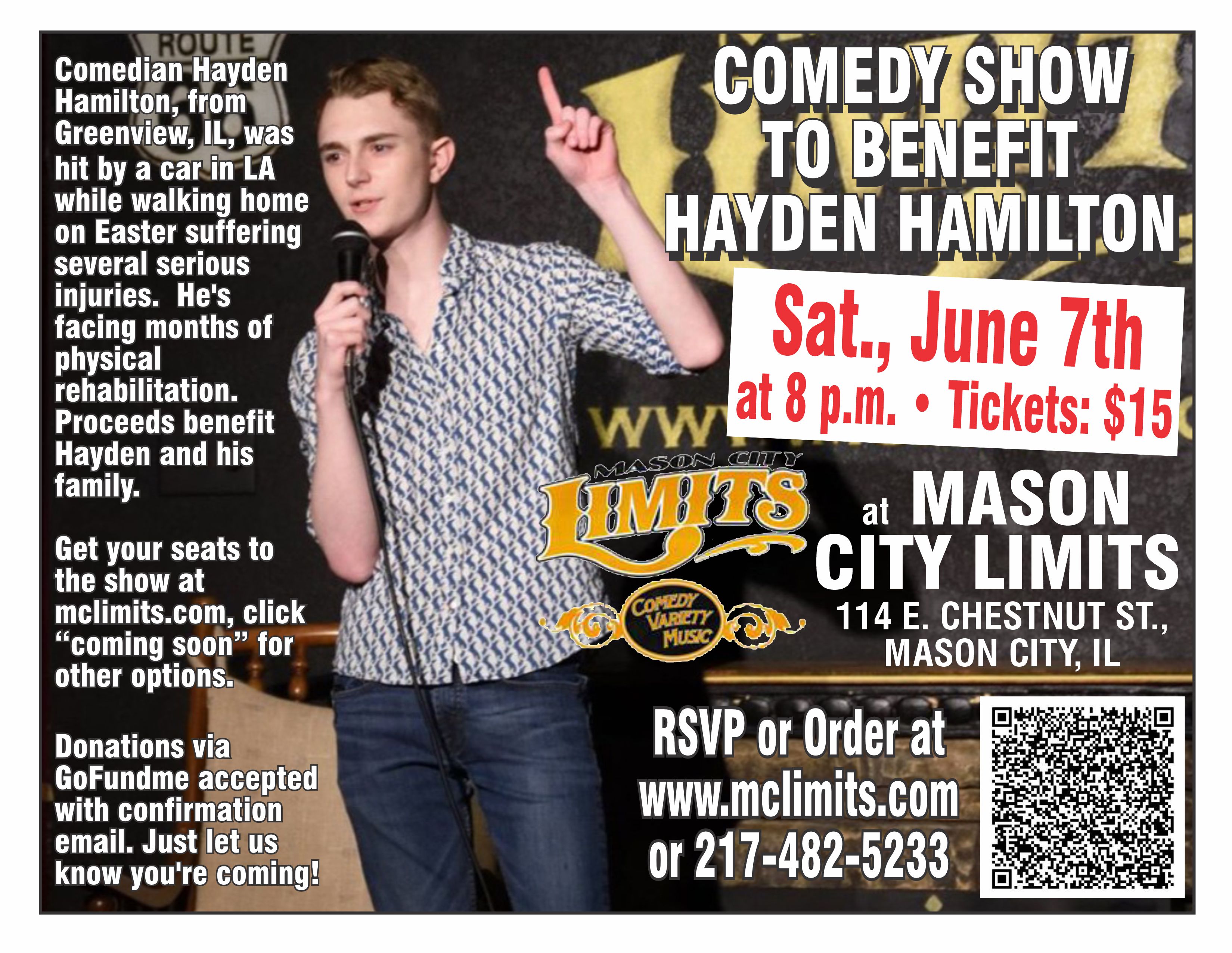 Comedian Charity Show for Hayden Hamilton